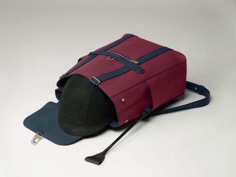 Convertible Backpack Tote Cranberry Navy [Equestrian Helmet Backpack, Rider Leather Backpack]