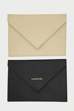 Envelope Black and Ivory [Envelope, Black Envelope, Ivory Envelope, Leather Clutch, Small Purse]