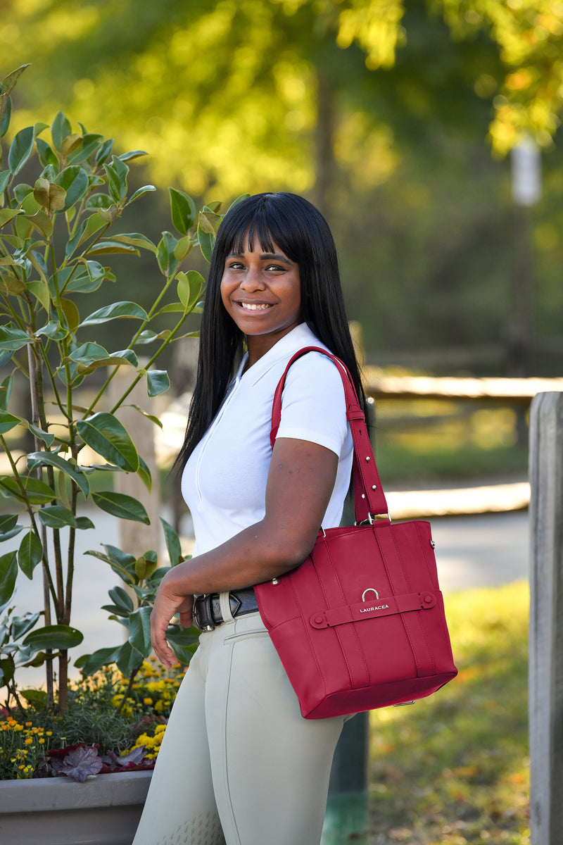 MINI CONVERTIBLE BACKPACK TOTE - RASPBERRY RED WATERPROOF LEATHER