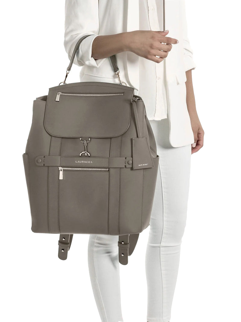 CONVERTIBLE BACKPACK TOTE - GRAY WATERPROOF LEATHER