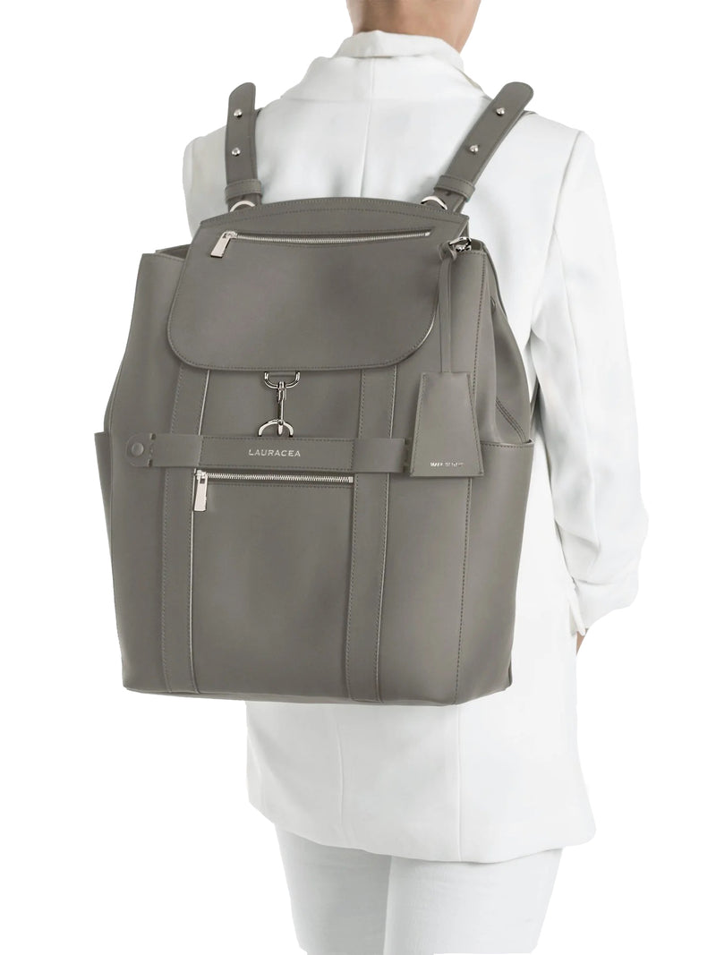 CONVERTIBLE BACKPACK TOTE - GRAY WATERPROOF LEATHER