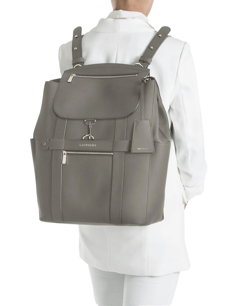 backpack purse leather grey CONVERTIBLE BACKPACK TOTE - GRAY
