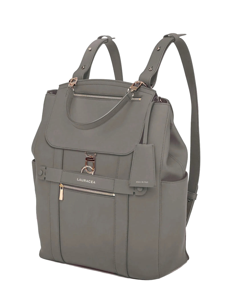 CONVERTIBLE BACKPACK TOTE - GRAY WATERPROOF LEATHER