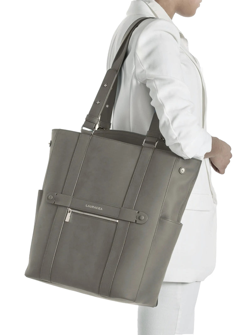 CONVERTIBLE BACKPACK TOTE - GRAY WATERPROOF LEATHER