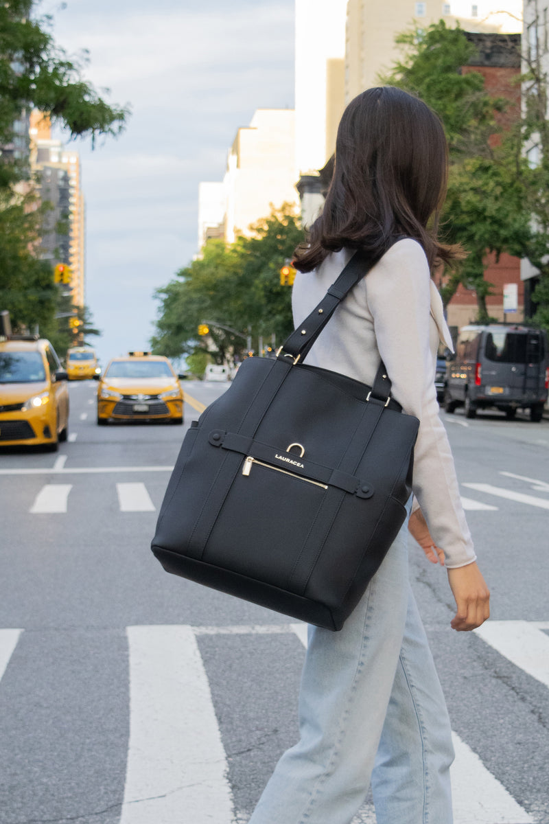 CONVERTIBLE BACKPACK TOTE - NAVY WATERPROOF LEATHER