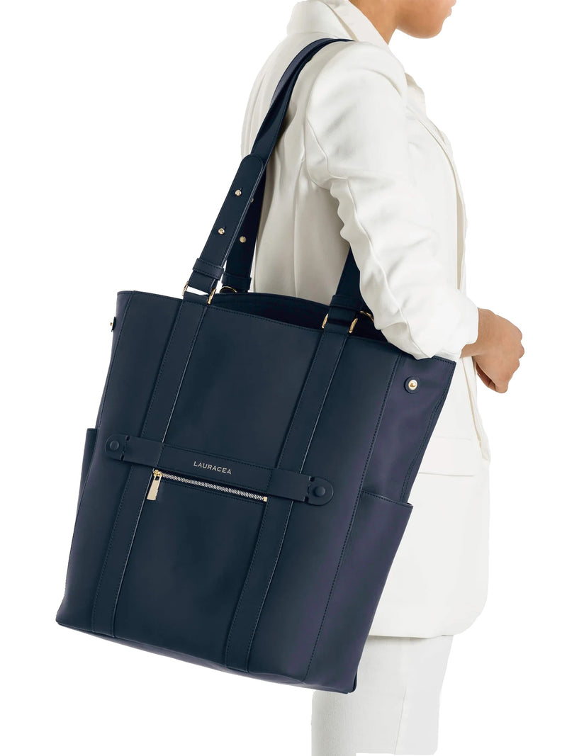 CONVERTIBLE BACKPACK TOTE - NAVY WATERPROOF LEATHER