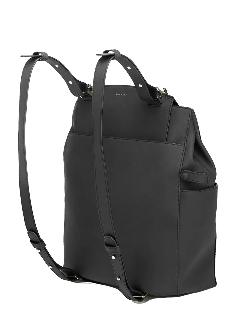 CONVERTIBLE BACKPACK TOTE - BLACK WATERPROOF LEATHER