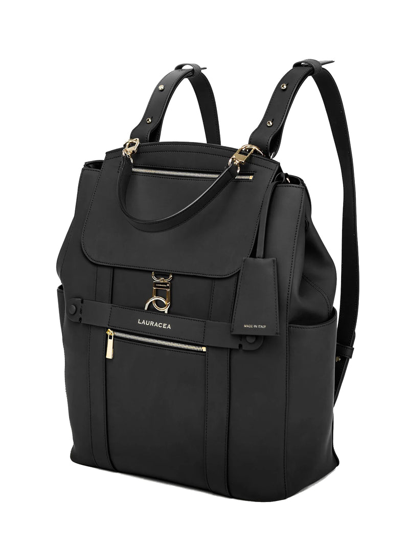 black convertible backpack leather laptop CONVERTIBLE BACKPACK TOTE - BLACK MATTE