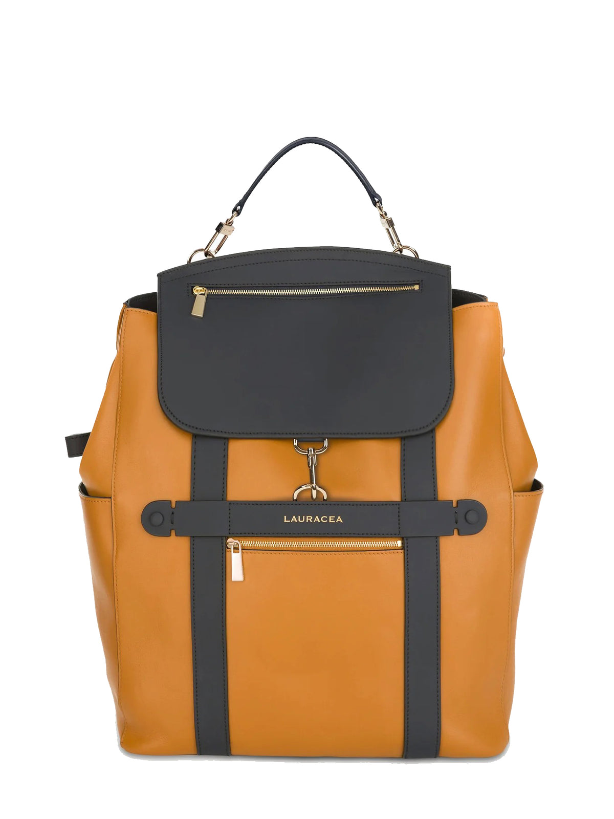 Luxe Orange Leather Convertible Backpack Hang Luxe BackPack – charanor main image 4