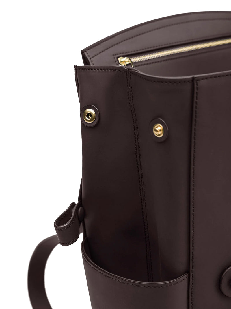 CONVERTIBLE BACKPACK TOTE - CHOCOLATE WATERPROOF LEATHER