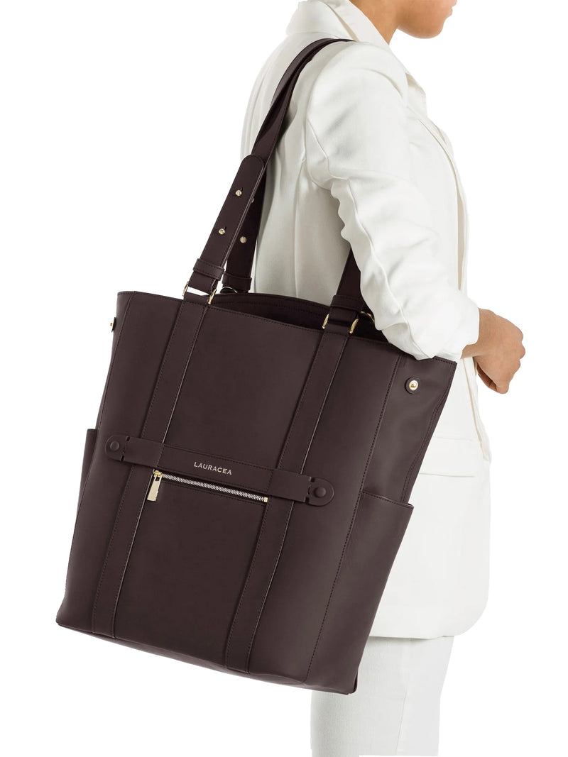 CONVERTIBLE BACKPACK TOTE - CHOCOLATE WATERPROOF LEATHER