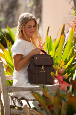 Mini Convertible Backpack Tote Chocolate [Mini Convertible Backpack Tote, Convertible Mini Tote, Carryall Bag]