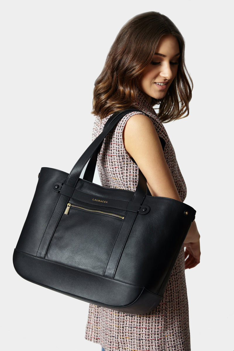 Stylish Unique Womens White Leather Tote Bag Purse Black Shoulder Bag –  Feltify