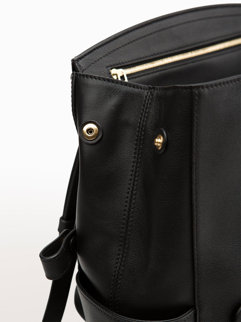 Convertible Backpack Tote Black Calf [Weekend Bag, Leather Bag, Quality Bag]