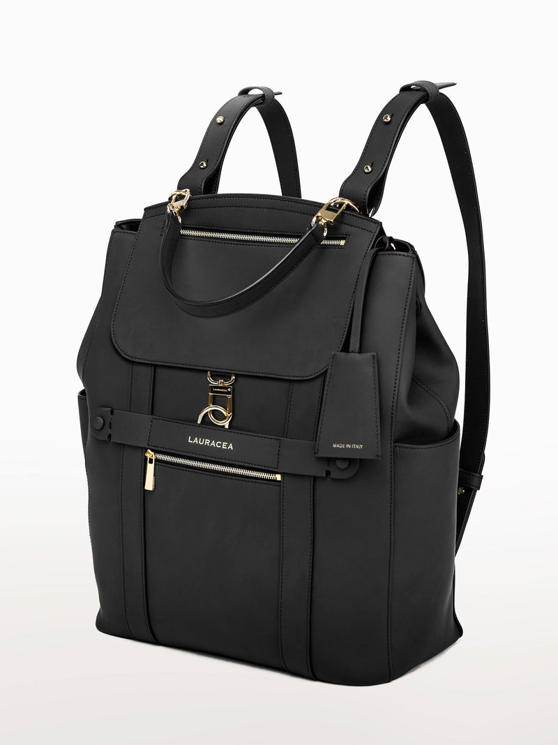 Trappola | Men's backpack in vintage leather color black – Il Bisonte