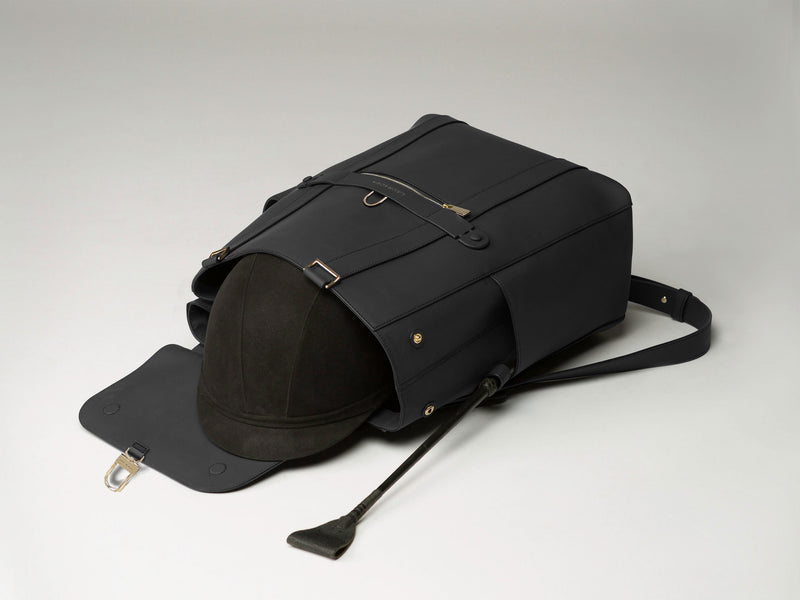 Convertible Backpack Tote Black Matte [Equestrian Helmet Backpack, Rider Leather Backpack]
