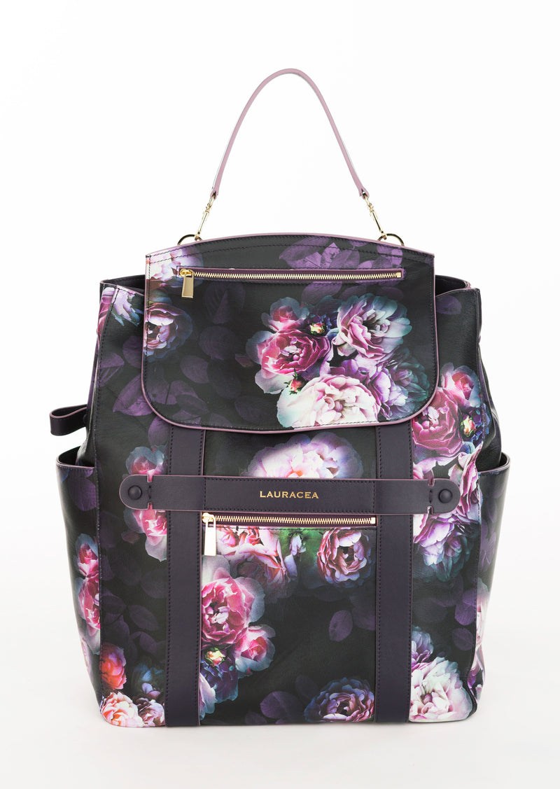 Convertible Backpack Tote Black Peony [Backpack, Tote, Leather Backpack]