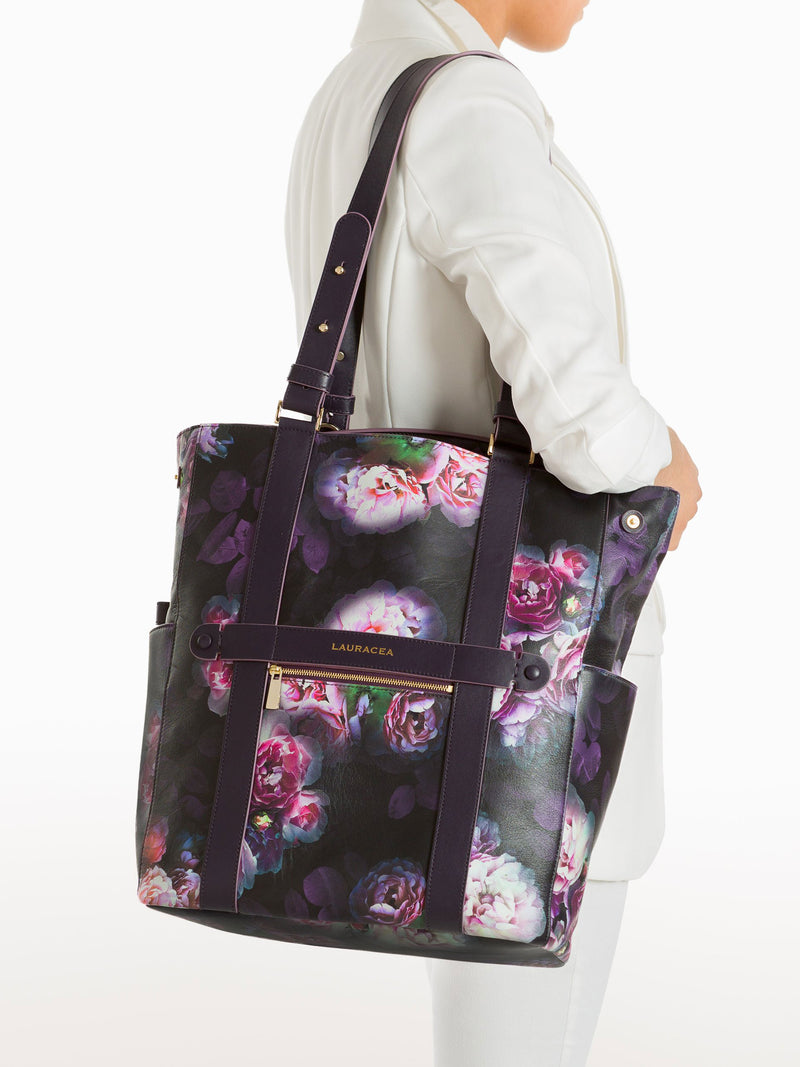 Convertible Backpack Tote Black Peony [High Quality, Travel Bag, Equestrian Bag]