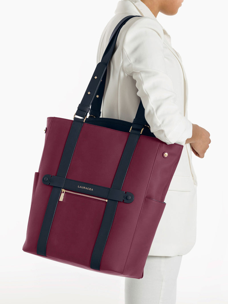 Convertible Backpack Tote Cranberry Navy Matte [High Quality, Travel Bag, Equestrian Bag]