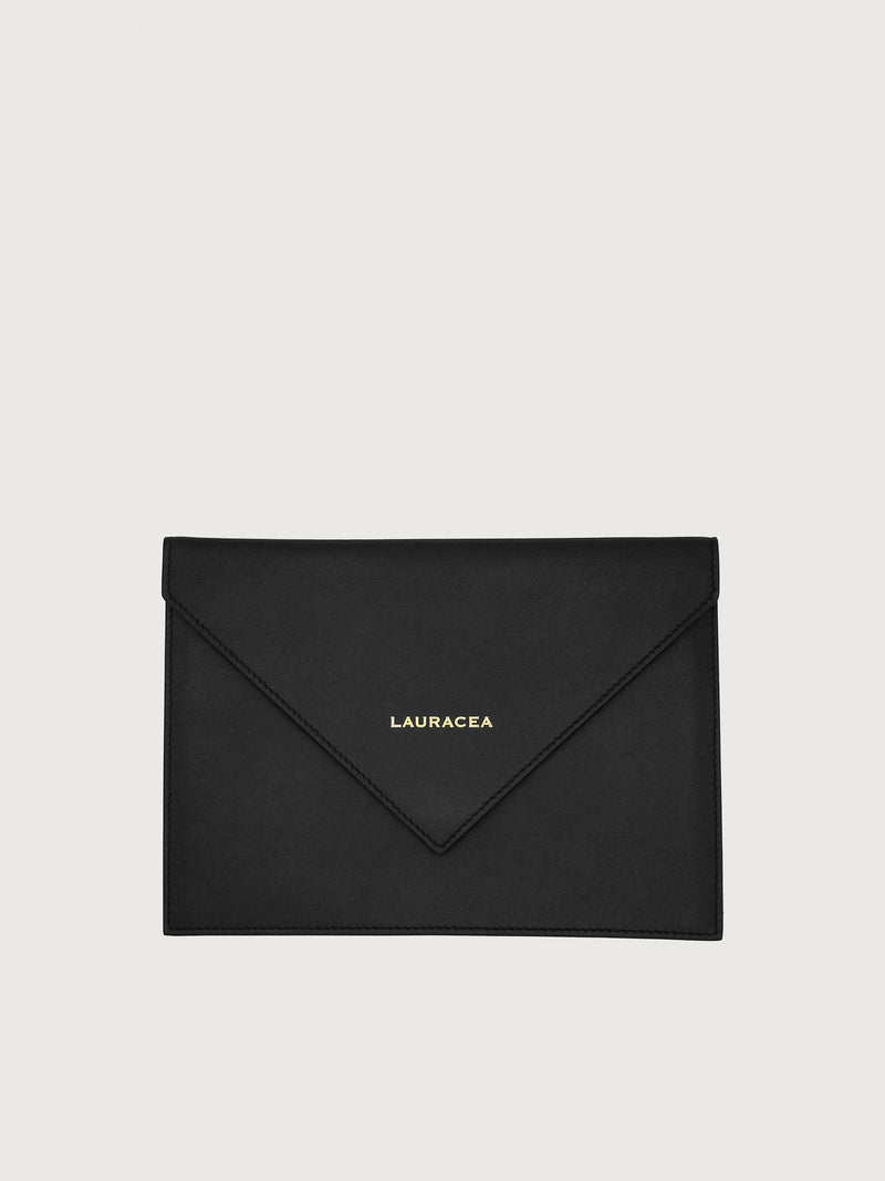 Envelope Black [Black Leather, Ivory Leather, Envelope Clutch, Small Wallet]
