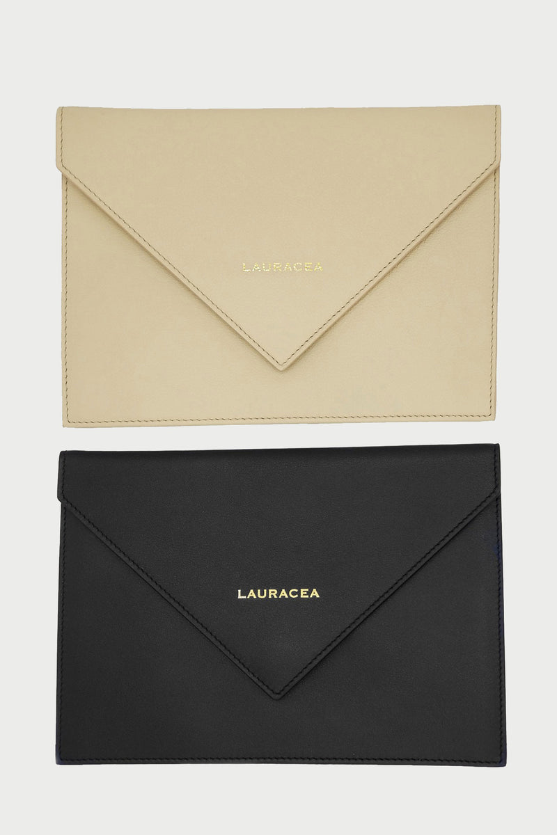 Envelope Black and Ivory [Envelope, Black Envelope, Ivory Envelope, Leather Clutch, Small Purse]