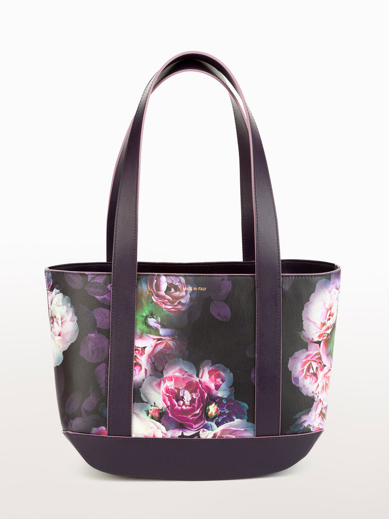 Petite Tote Black Peony [Equestrian Accessories, Leather Accessories, Leather Print Purse Womens]